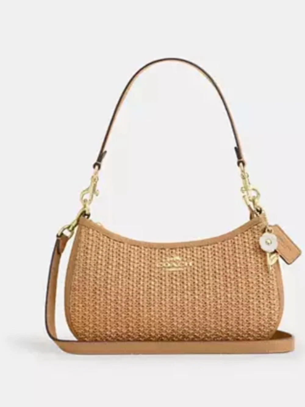 Teri Shoulder Straw Bag With Charm